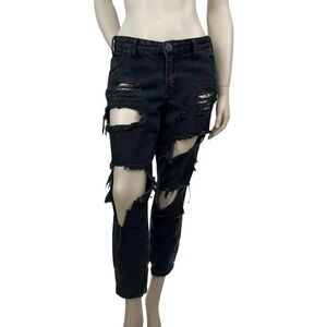 One Teaspoon Thrashed Distressed Skinny Jeans Women's 29 Black